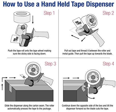 Box USA Tape Logic 4 Inch Heavy-Duty Packing Tape Dispenser Gun, for Packing, Shipping, Moving and Warehouse Use (4 Dispensers)