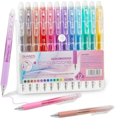 Retractable Erasable Gel Pens Clicker,Fine Point 0.7mm Smooth Writing Pens,Cute Pens For Writing Journaling Taking Notes School Office Home. (12 Colors)