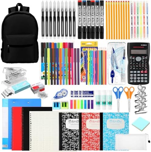 Gilprop 81 Pcs School Supplies Kit Back to School Supply Bundle, Black
