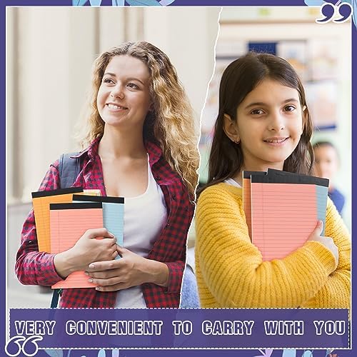 Lincia 24 Pcs 5" x 8" Small Legal Pads Colored Lined Note Pads Narrow Ruled Writing Notepads 50 Sheets Per Micro Paper Notebook Lined and Perforated for College Office Supplies (Bright Colors)