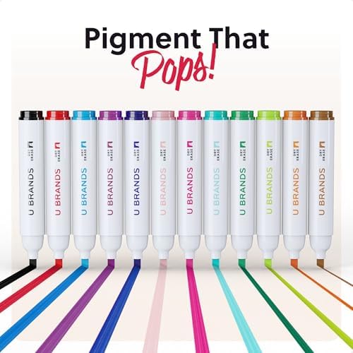 U Brands Dry Erase Markers Chisel Tip Set, 36 Pack, Assorted Colors, Whiteboard Pens with Chisel Point and Built In Eraser Caps, Low Odor Ink, Dry Erase Markers For Classroom, Office, Or Home