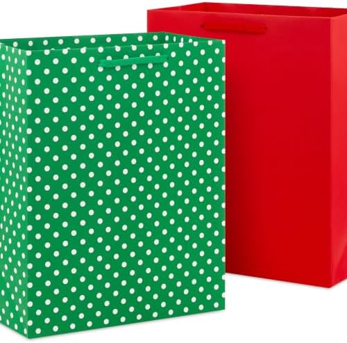 Hallmark Christmas Gift Bag Assortment, 12-Pack (Red, Green, Stripes, Dots)