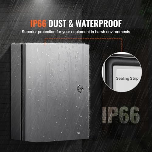 Steel Electrical Box 16" x 12" x 8" Electrical Enclosure Box 304 Stainless Steel Electronic Equipment Enclosure Box IP65 Weatherproof Wall-Mounted Metal Electrical Enclosure with Mounting Plate