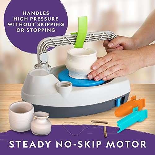National Geographic Pottery Wheel for Kids Complete Beginner Kit | 2-Speed Electric Motor, 2 Lbs. Air-Dry Clay, Sculpting Tools, Paints and Apron, Creative Craft Toy, Birthday Gift