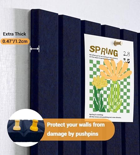 28" x 18" Felt Bulletin Board Tiles 1/2" Thick, Dark Blue