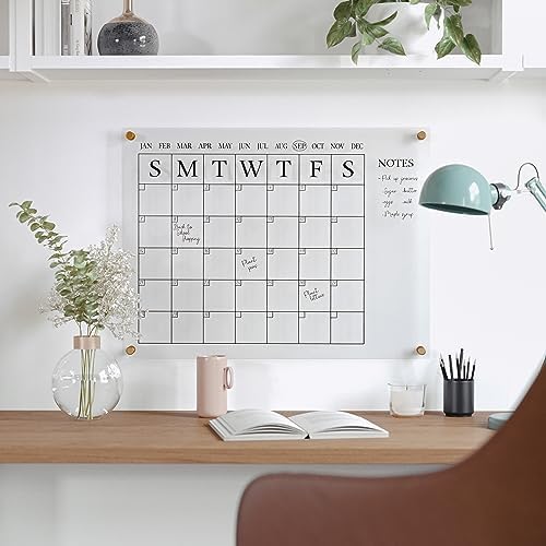 Martha Stewart Grayson Acrylic Wall Calendar with Notes, Clear/Black