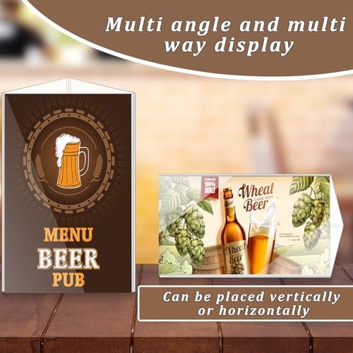 4 Pack 3 Side Table Tent Sign Holder Acrylic, 5 x 7 Inch