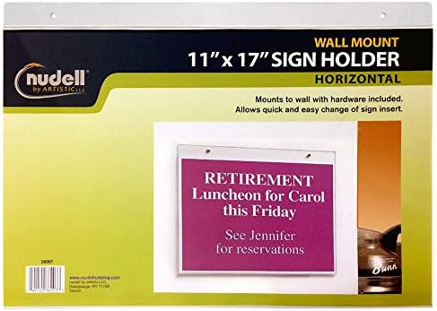 17" x 11" Horizontal Wall Mount Sign Holder, Clear