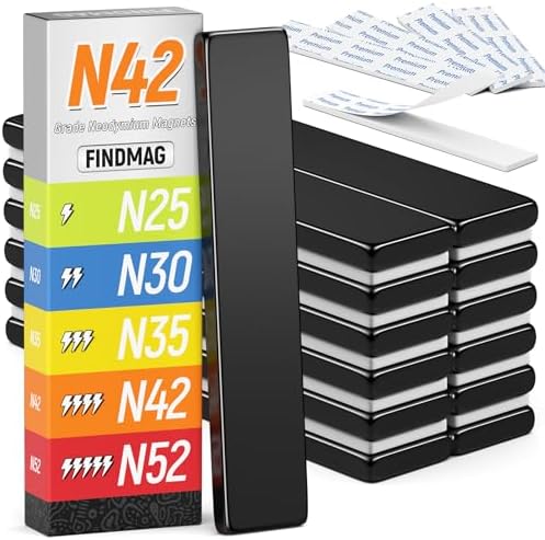 FINDMAG 12 Pack Magnet Strip, Strong Magnet, Black, 2.36x0.39x0.12in