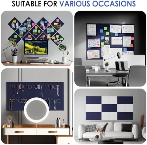 MaxGear Felt Bulletin Board 48" x 36", Dark Blue Felt Wall Tiles Wall Decor