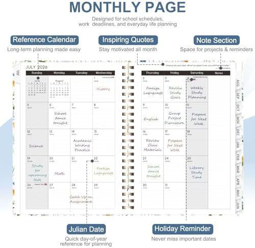 Planner 2026-2027, Weekly and Monthly Academic Planner, July 2026 - June 2027, Hardcover Calendar Agenda Book for School Year Planning, School Supplies for Teacher and Student, A5(6.3'' x 8.5'')