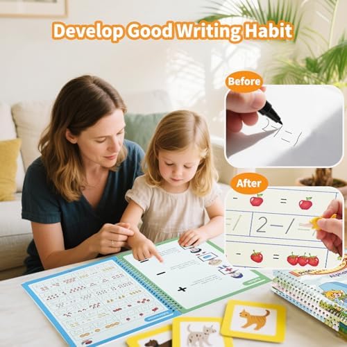 Large Grooved Handwriting Practice Books, Magic Reusable Workbooks