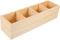 EXCEART Pine Wood Pen Holder 3 Compartment Desktop Organizer Storage | 12.18 inch wooden organizer for pens, makeup brushes, office supplies, and small items with stylish desk home organization