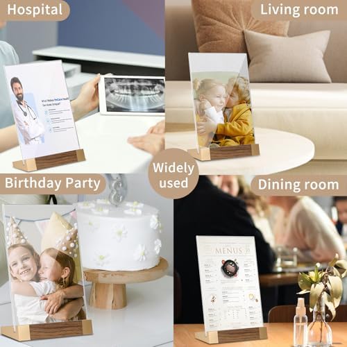 LIANHELILAI Acrylic Sign Holder 5X7, L-Shape Vertical 2 Pack for Tabletop