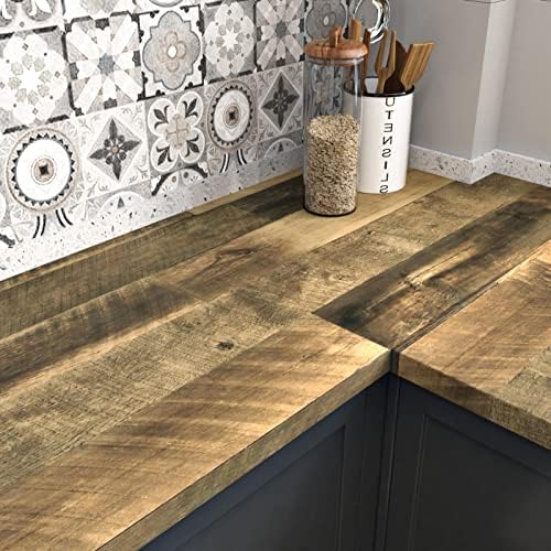 WESTICK Brown Wood Contact Paper Peel and Stick Countertops Waterproof Wood Grain Wallpaper Countertop Contact Paper Removable Wooden Vinyl Wrap for Countertops Kitchen Table Cabinet 15.8"x394"