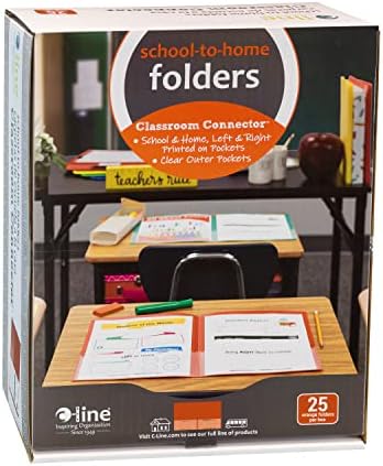 C-Line Classroom Connector School-to-Home Folders, Orange, 25 per Box (32002) (Pack of 6)