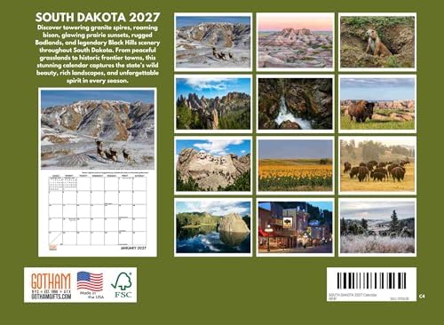 South Dakota Calendar 2027 Monthly Wall Calender 12 Month