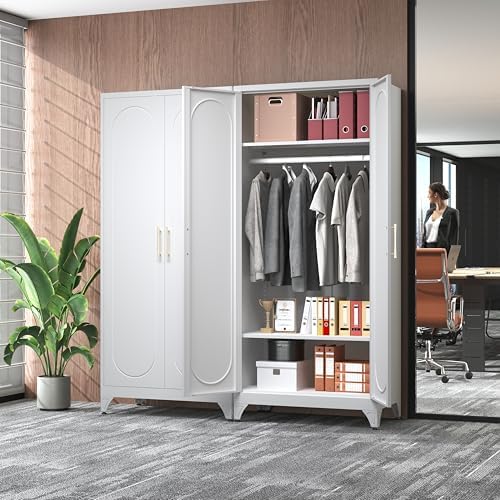 SteeLoong Metal Wardrobe Cabinet,Armoire Wardrobe Closet with Hanging Rod