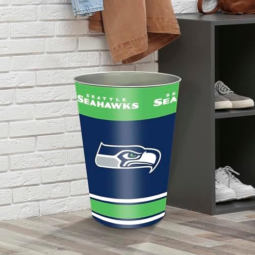 FANMATS 34745 NFL - Seattle Seahawks Wastebasket | Navy Blue | 15"x10.5"x10.5" | Primary Logo, Helmet, & Wordmark