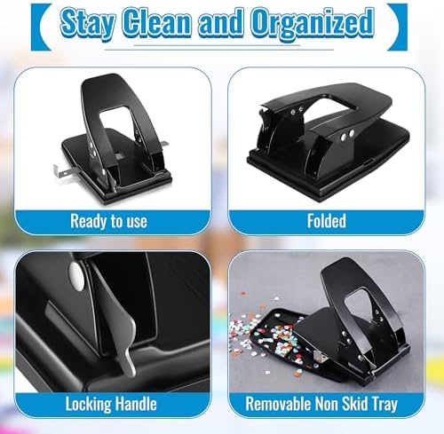 Dreyoo Two Hole Punch with 100pcs Paper Fasteners, 30 Sheet Capacity
