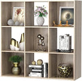 9 Cube Storage Shelf Organizer, Wood Bookshelf Organization Unit, Cube Shelves for Home Office Bedroom Living Room, Natural