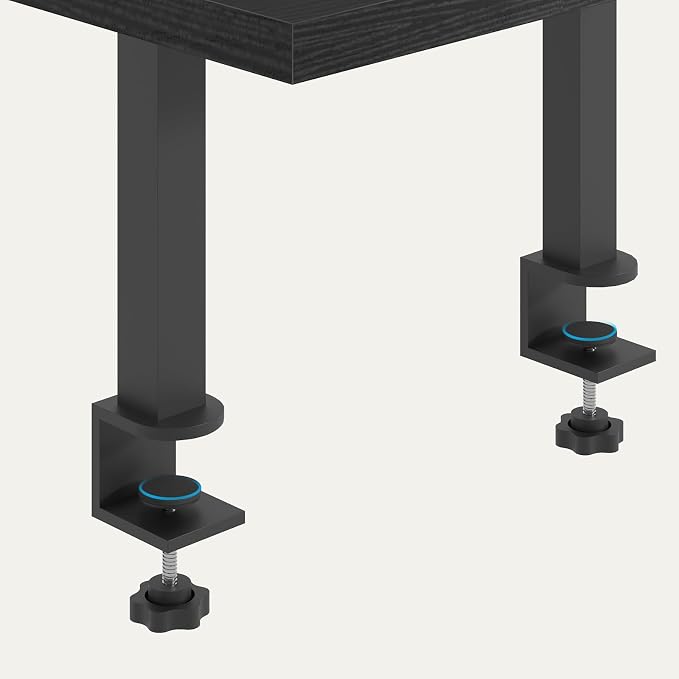 MAHANCRIS Clamp On Desk Organizer, 2-Tier Desktop Bookshelf, Adjustable Desk Storage Shelf, Metal Frame, for Office, Study and Game Room, Black DSBK3501