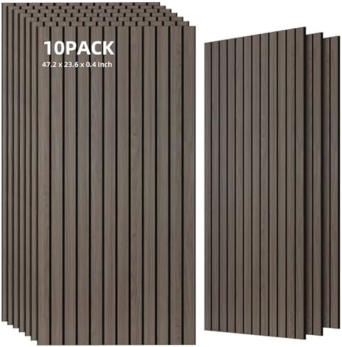 TO-TH Acoustic Wall Panels Decorative Sound Absorbing Panel 10 Pack, Walnut