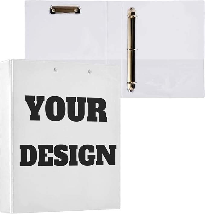Custom Design Round Ring Binder for Recipe Budge Storage Organizer, Custom Printed D Ring 1.5 Inch Binders for Office Work School Aesthetic Binder with Clear Pocket Non-Slip Clip