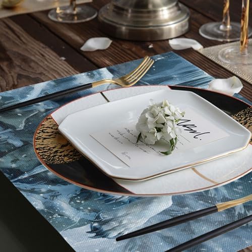 ALAZA Wolf Snow Winter Set of 6 Placemats Rectangle Table Mat for Dining Table Restaurant Kitchen Home Decor, 12" x 18"