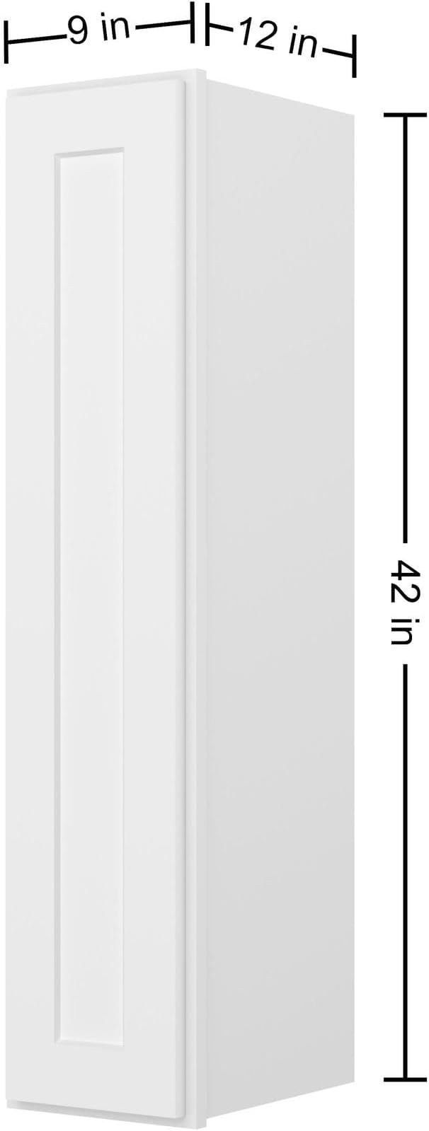 Furinno Shaker 4-Tier Wall Kitchen Cabinet, 1-Door, White | 12 D x 9 W x 42 H, Adjustable Hinges, Soft-Close Shaker-Style Door, Ready to Assemble, Plywood, for Pantry, Dining Room