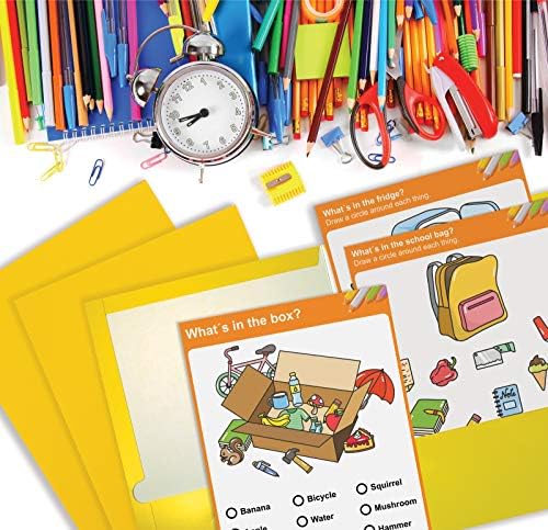 Better Office Products 2 Pocket Glossy Laminated Yellow Paper Folders, Letter Size, 25-Pack, Yellow Paper Portfolios, Box of 25