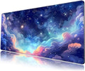 Pastel Anime Space Desk Mat Nebula View Cute Aesthetic Desk Pad Stars Galaxies Deep Dark Blue Cosmos Large Mouse Pad Extended Gaming Mousepad XL Laptop Keyboard Mouse Mat 31.5"x11.8"