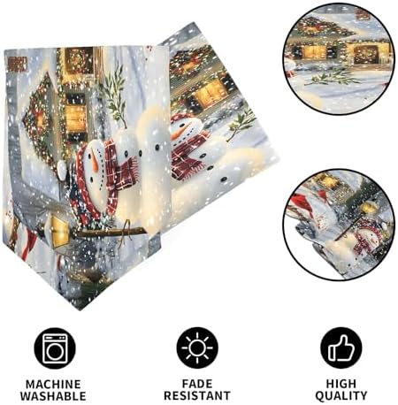ALAZA Double-Sided Christmas Snowman Bird Snowflake Table Runner 14x108 Inches Long,Table Cloth Runner for Wedding Birthday Party Kitchen Dining Home Everyday Decor
