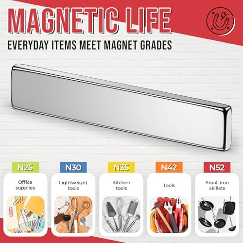FINDMAG 100 Pack Magnet Bars, Heavy Duty Magnets, Silver, 2.36x0.39x0.12in