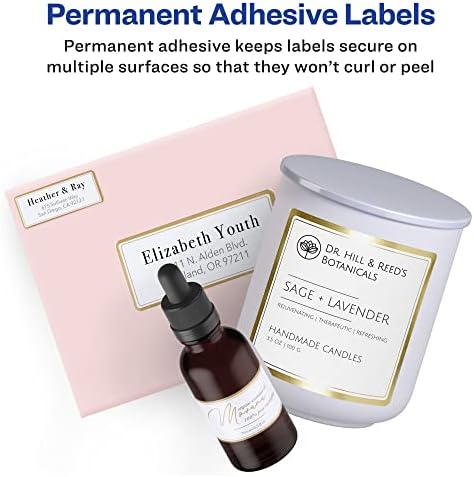 Avery Matte White Labels, Metallic Gold Borders, 3" Round Labels, 60 Total, Laser/Inkjet Printable (6544)