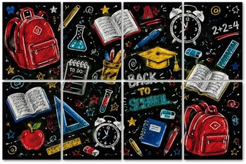 8 Pack Art Acoustic Panels Sound Absorbing Colorful Back to School Chalkboard Supplies Decorative Soundproof Wall Panels Self Adhesive for Home Recording Studios 48"x32"
