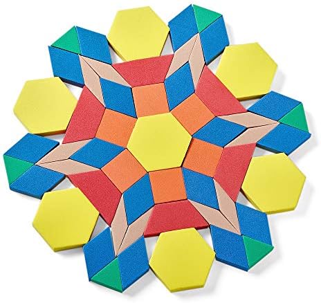 hand2mind Foam Pattern Blocks Set, Geometric Manipulatives and Sorting Shapes for Preschool and Kindergarten, Set of 250