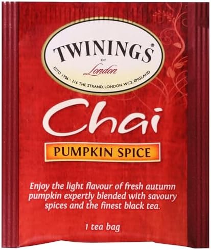 Twinings Pumpkin Spice Chai Black Spicy Tea Bags, 20 CT Box (6 Pack)