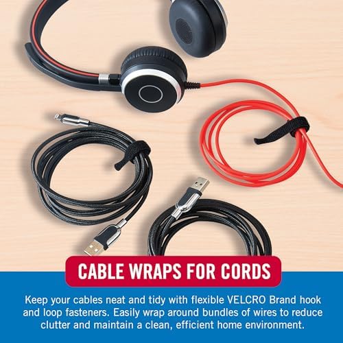 VELCRO Brand Reusable Cable Ties, Cord Management, 6in, Black, 100 Pack