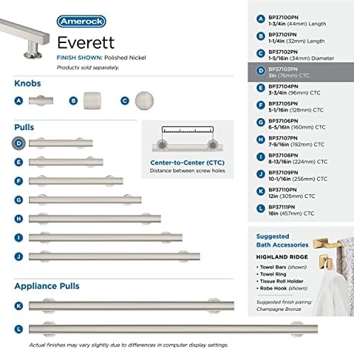 Amerock 3" Everett Polished Nickel Drawer Pull