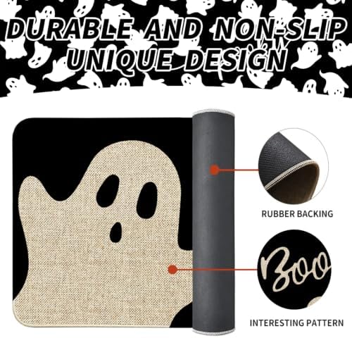 Halloween Ghost Kitchen Mat Decor, Black Halloween Kitchen Rugs Set of 2
