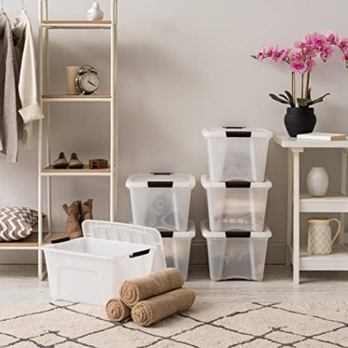 IRIS USA 6-Pack 32 Quart Storage Bins with Lids, Pearl