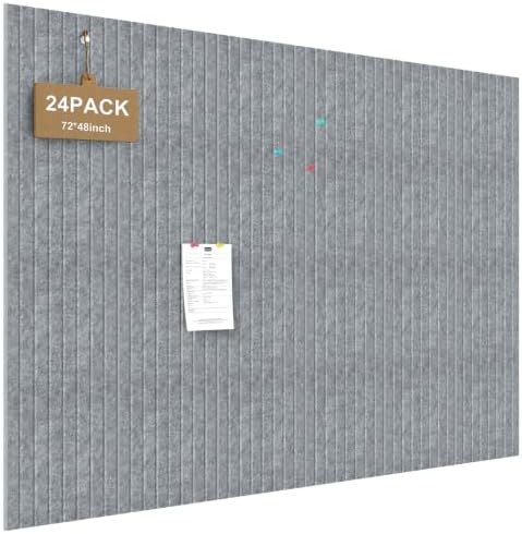 JBER Large Cork Board Alternative 72" x 48" - 24 Pack Self-Adhesive Felt Bulletin Board Tiles, Pin Board Vision Board for Walls, Office & Home Decor (Light Gray)