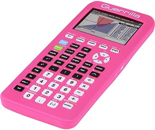 Guerrilla Silicone Case for Texas Instruments TI-84 Plus CE Color Edition Graphing Calculator With Screen protector and Graphing Ruler, Pink