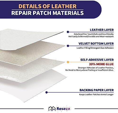 Leather Repair Patch Tape Kit, Self Adhesive Leather Repair for Furniture, Couch, Sofa, Car Seats,Office Chair,Vinyl Repair Kit.30inx16in