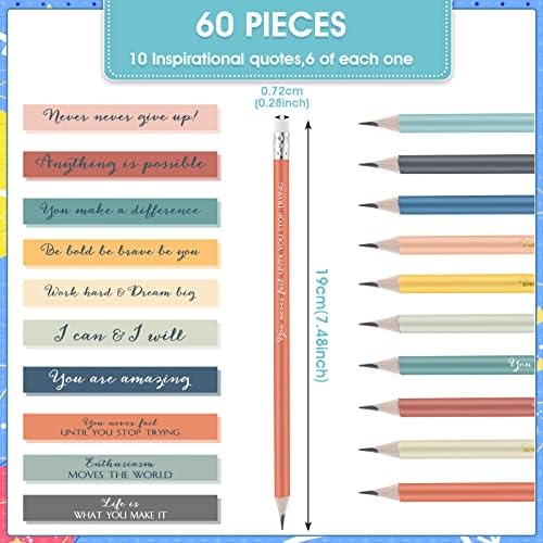 Sabary 60 Pcs Inspirational Pencils Bulk Back to School Gift School Supply