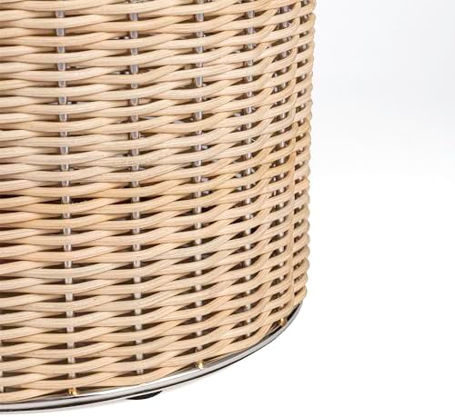 happimess Asher 4.13 Gal Wicker Cylinder Waste Basket, Chrome/Natural