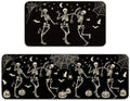 JarThenaAMCS Halloween Skeleton Kitchen Mats Spider Pumpkin Bat Welcome Floor Mat Non-Slip Black Door Rugs for Indoor Outdoor Bathroom, 17 x 29 Inch & 17 x 47 Inch