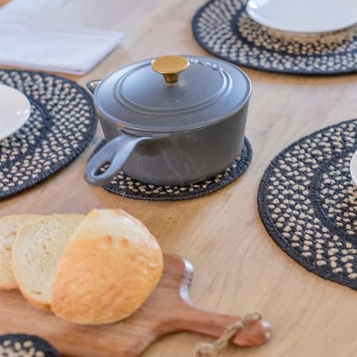 Homespice Manchester Braided Trivets for Primitive Decor, Round 8" Set of 6