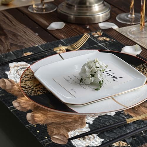 ALAZA Highland Cow Rose Butterfly 1 PC Placemats Rectangle Table Mat for Dining Table Restaurant Kitchen Home Decor, 12" x 18"